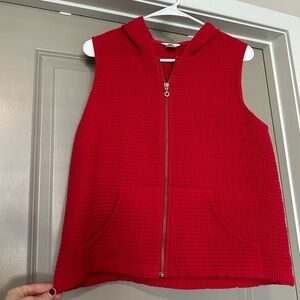 Christopher & Banks Red Textured Zip-Up Vest